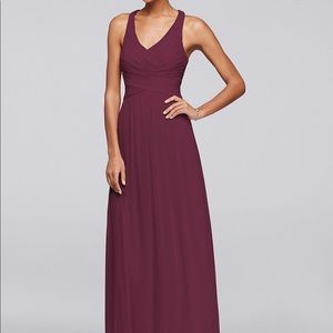 Mesh Long Bridesmaid Dress with Crisscross Back